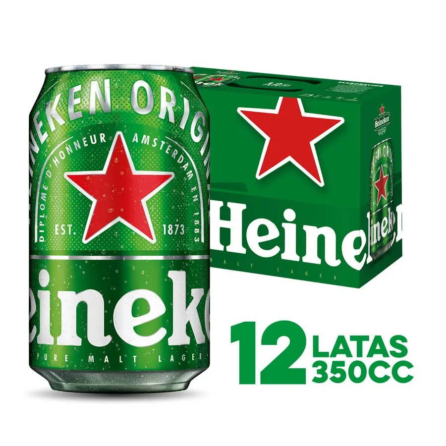 Pack 12 un. Cerveza Heineken 350 cc
