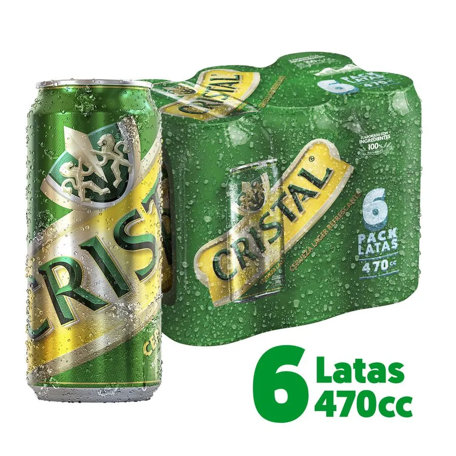 Pack 6 un. Cerveza Cristal Lager 4.6° 470 cc
