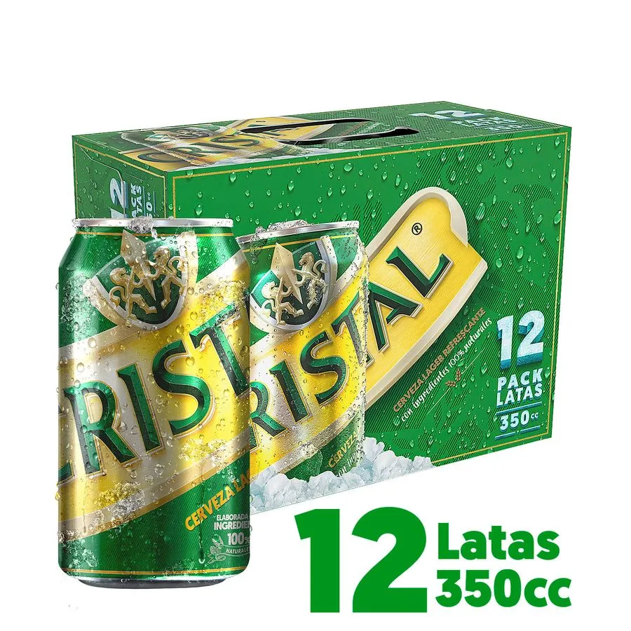 Pack 12 un. Cerveza Cristal Lager 4.6° 350 cc